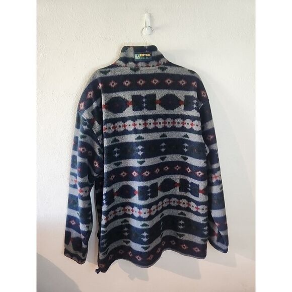 Eddie Bauer Pullover Aztec Western EBTEK Fleece Half Zip XL Blue Gray Green Geo - Picture 4 of 4